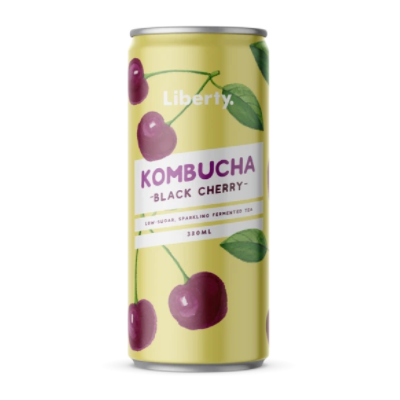 Kombucha, Liberty Black Cherry 330mL Can (4-Pack)