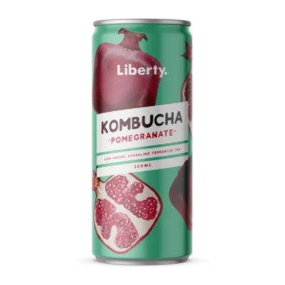 Kombucha, Liberty Pomegranate 330mL Can (4-Pack)