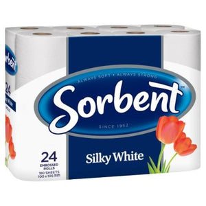 Toilet Paper, Sorbent Silky White 2-Ply, 24-Pack