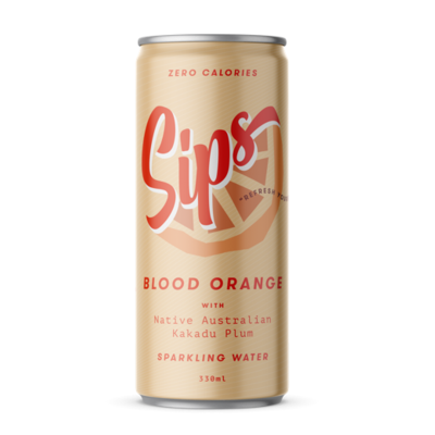 Sparkling Water, Sips Blood Orange 330mL Can 4-Pack (CALORIE FREE)