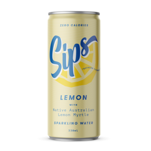 Sparkling Water, Sips Lemon 330mL Can 4-Pack (CALORIE FREE)